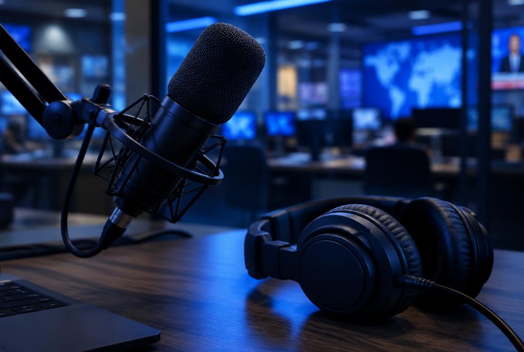 Micrófono de estudio en una redacción
